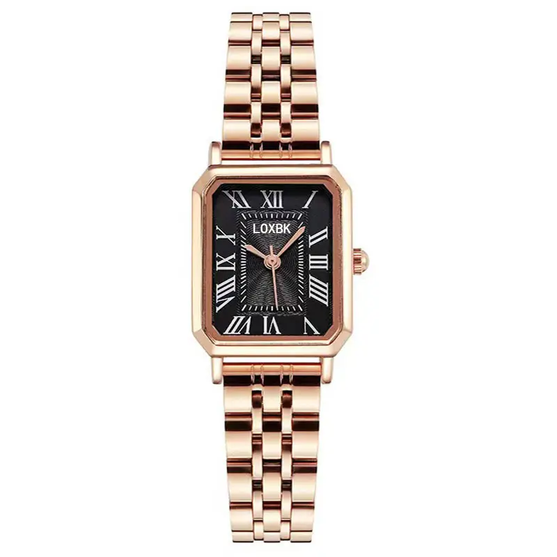 Retro Roman Women's Watch Rose Gold Square Analog - Image 3