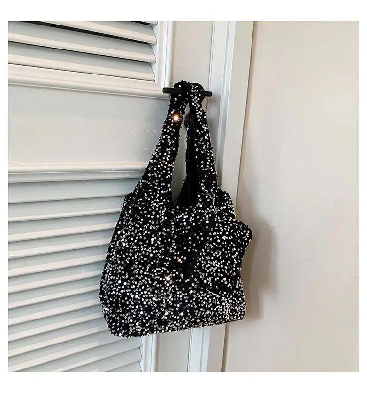 Black Sequin Work Commuter Tote Bag Women Large Capacity — feature 22