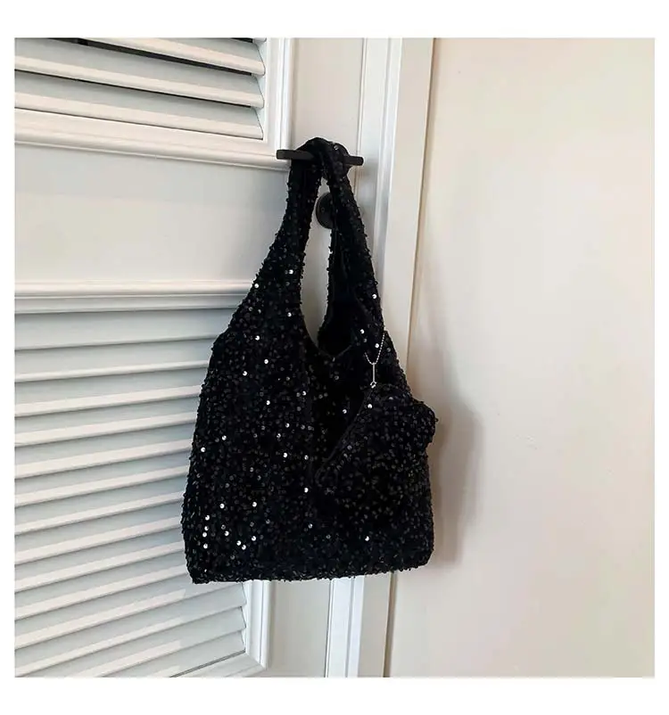 Black Sequin Work Commuter Tote Bag Women Large Capacity — feature 23