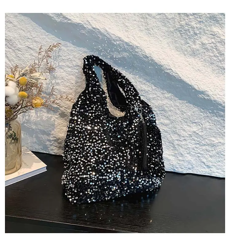 Black Sequin Work Commuter Tote Bag Women Large Capacity — feature 24
