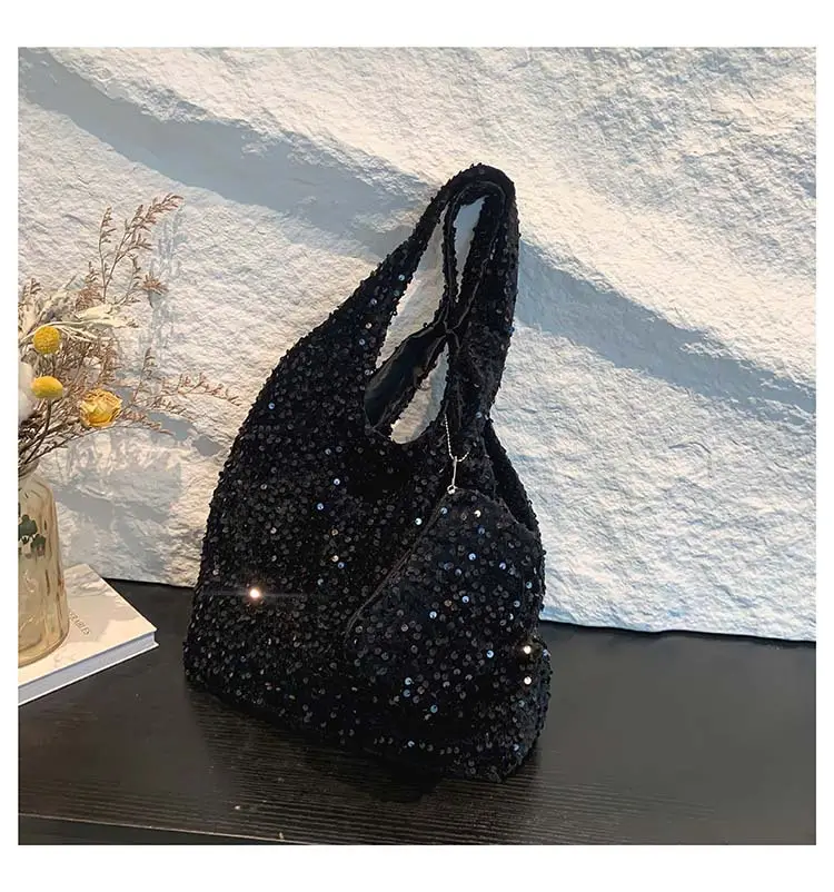 Black Sequin Work Commuter Tote Bag Women Large Capacity — feature 25