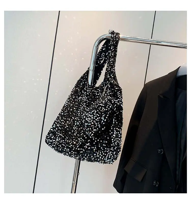 Black Sequin Work Commuter Tote Bag Women Large Capacity — feature 27