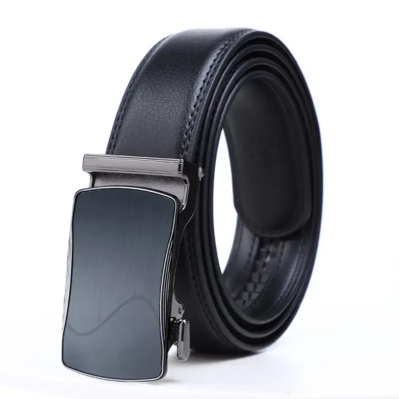 Men's Automatic Buckle Black Belt Cowhide - Image 2