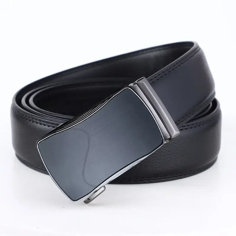 Men's Automatic Buckle Black Belt Cowhide - Image 3