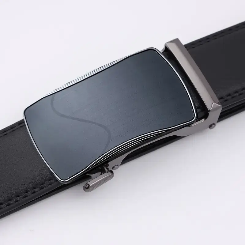 Men's Automatic Buckle Black Belt Cowhide - Image 5