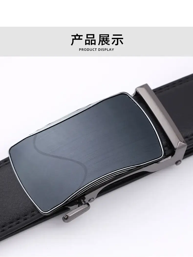 Men's Automatic Buckle Black Belt Cowhide — feature 10
