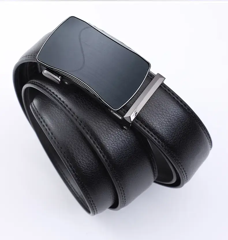 Men's Automatic Buckle Black Belt Cowhide — feature 12