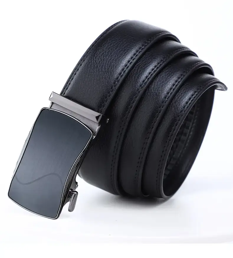 Men's Automatic Buckle Black Belt Cowhide — feature 13