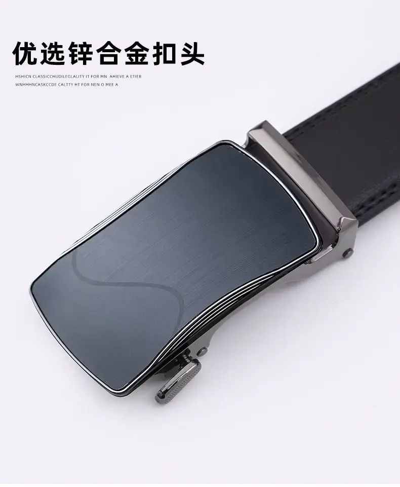 Men's Automatic Buckle Black Belt Cowhide — feature 2