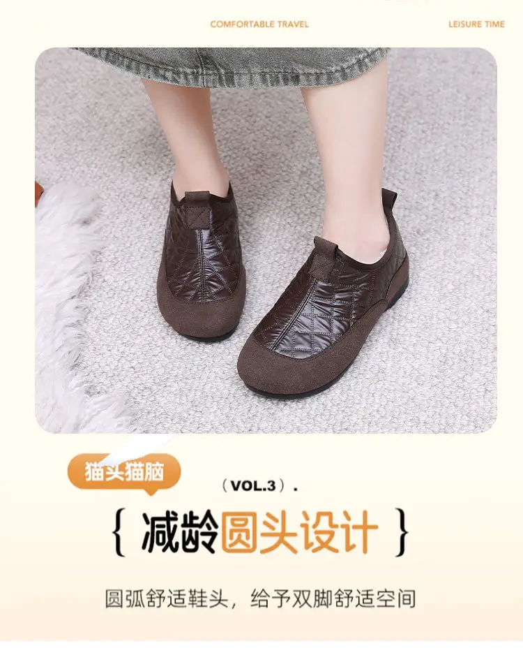Women's Cotton Shoes 2025 Winter New Style Fleece-Lined Thickened Warm Slip-On Soft Sole Non-Slip Waterproof Mom Shoes Snow Boots — feature 13
