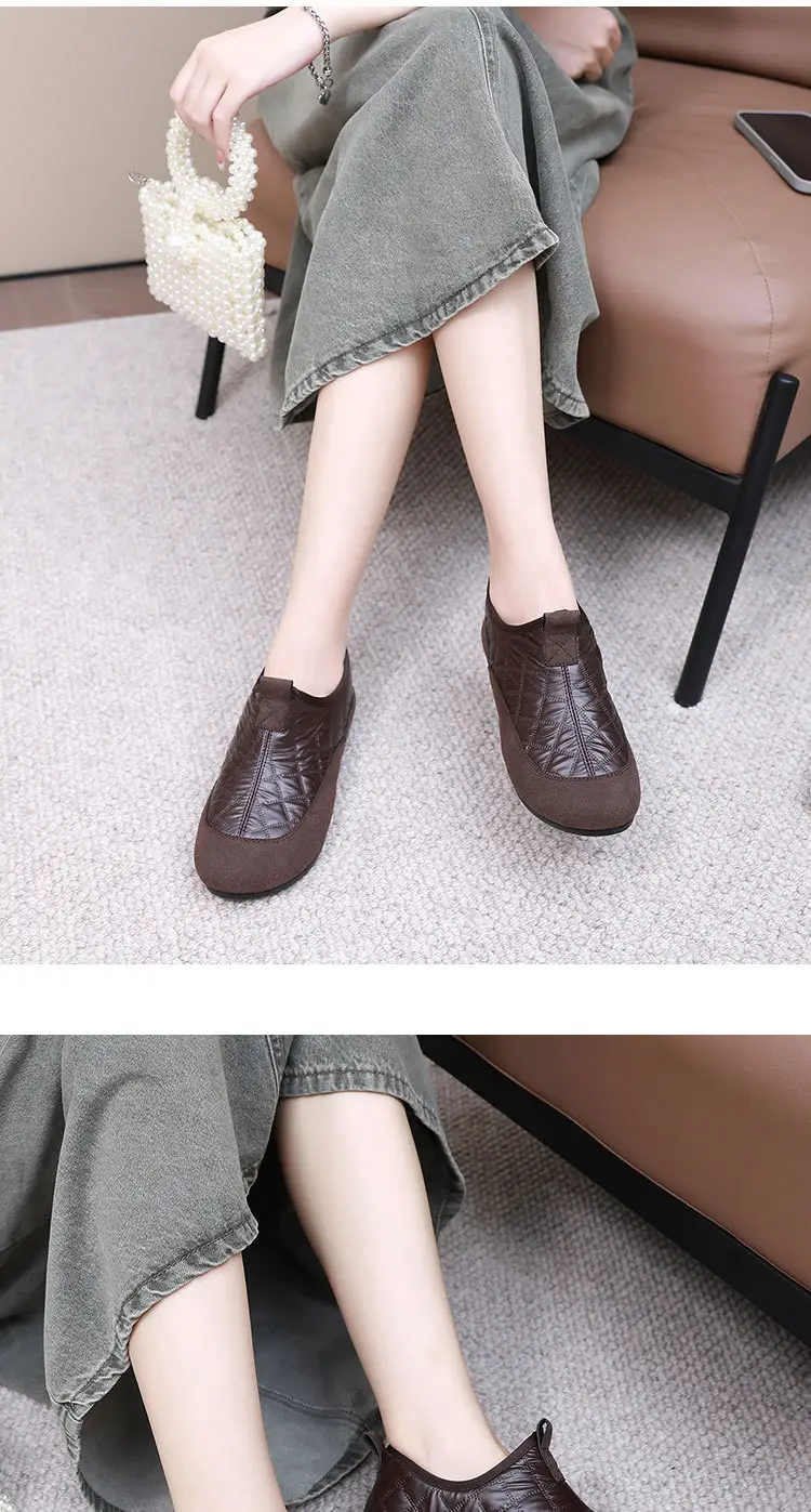 Women's Cotton Shoes 2025 Winter New Style Fleece-Lined Thickened Warm Slip-On Soft Sole Non-Slip Waterproof Mom Shoes Snow Boots — feature 19