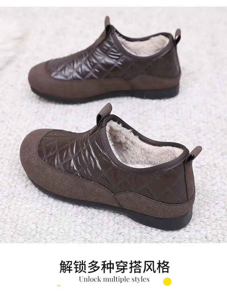 Women's Cotton Shoes 2025 Winter New Style Fleece-Lined Thickened Warm Slip-On Soft Sole Non-Slip Waterproof Mom Shoes Snow Boots — feature 21