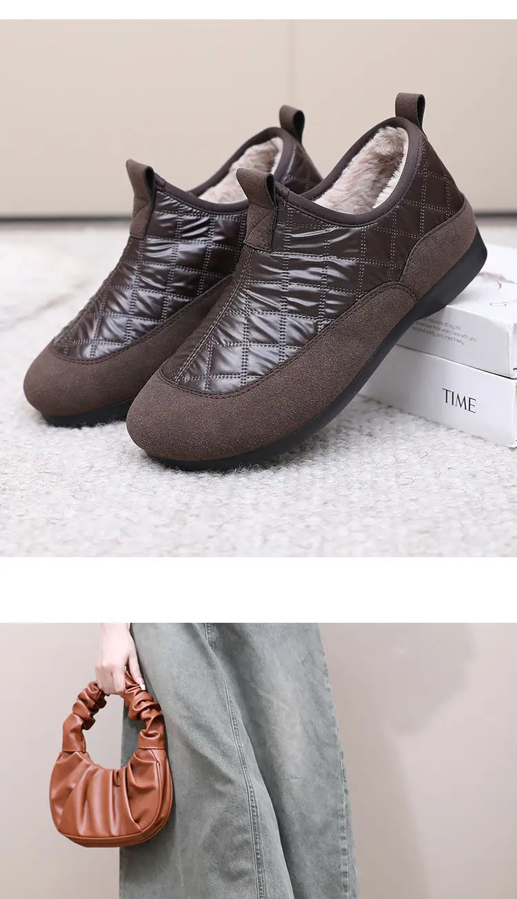 Women's Cotton Shoes 2025 Winter New Style Fleece-Lined Thickened Warm Slip-On Soft Sole Non-Slip Waterproof Mom Shoes Snow Boots — feature 22