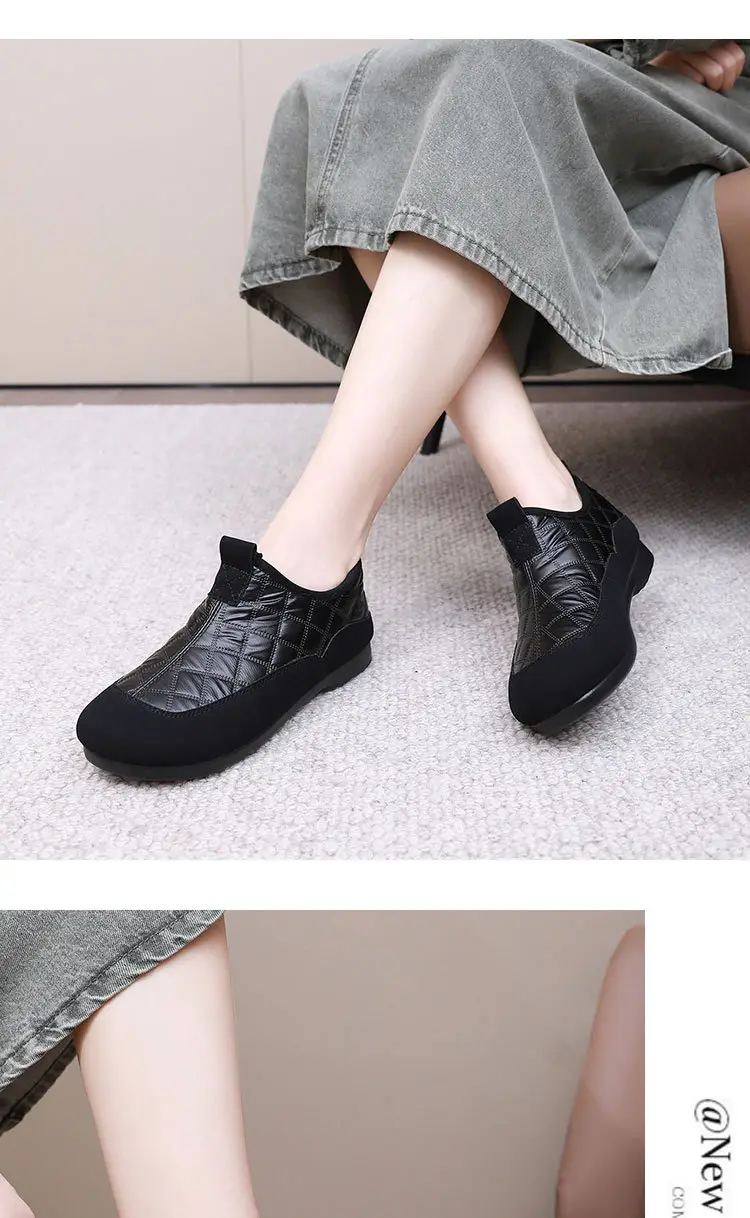 Women's Cotton Shoes 2025 Winter New Style Fleece-Lined Thickened Warm Slip-On Soft Sole Non-Slip Waterproof Mom Shoes Snow Boots — feature 24