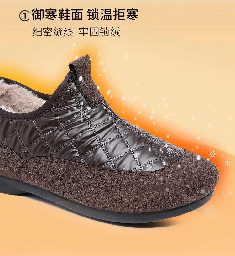 Women's Cotton Shoes 2025 Winter New Style Fleece-Lined Thickened Warm Slip-On Soft Sole Non-Slip Waterproof Mom Shoes Snow Boots — feature 8