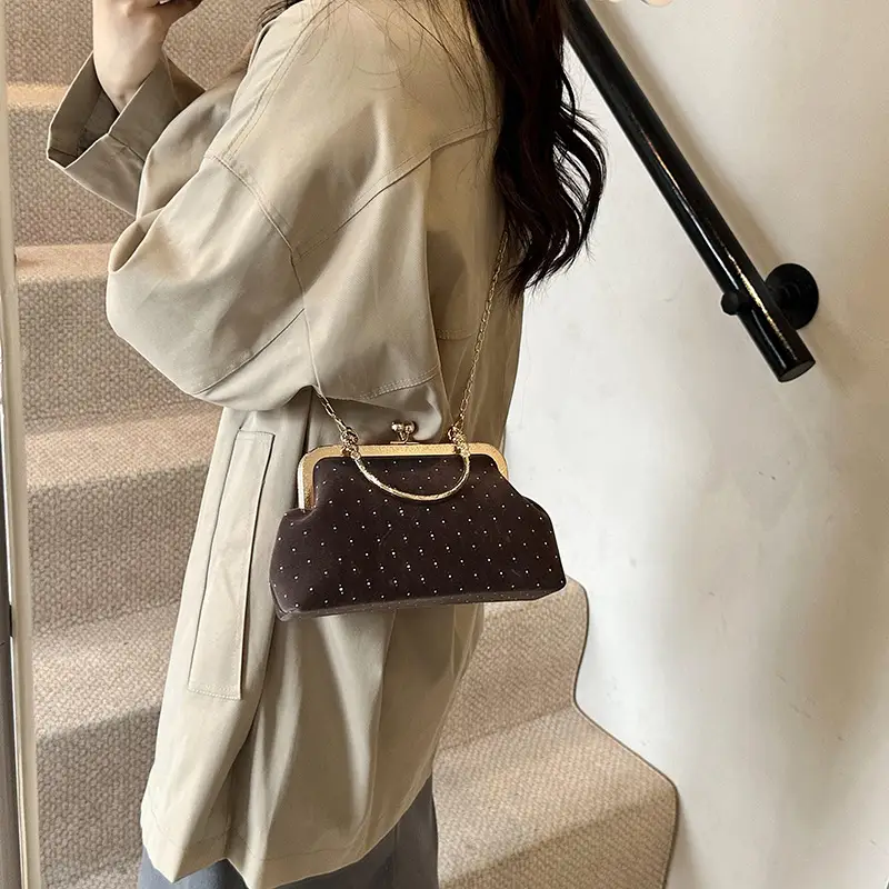 Women's Chain Shoulder Crossbody Bag with Metal Buckle