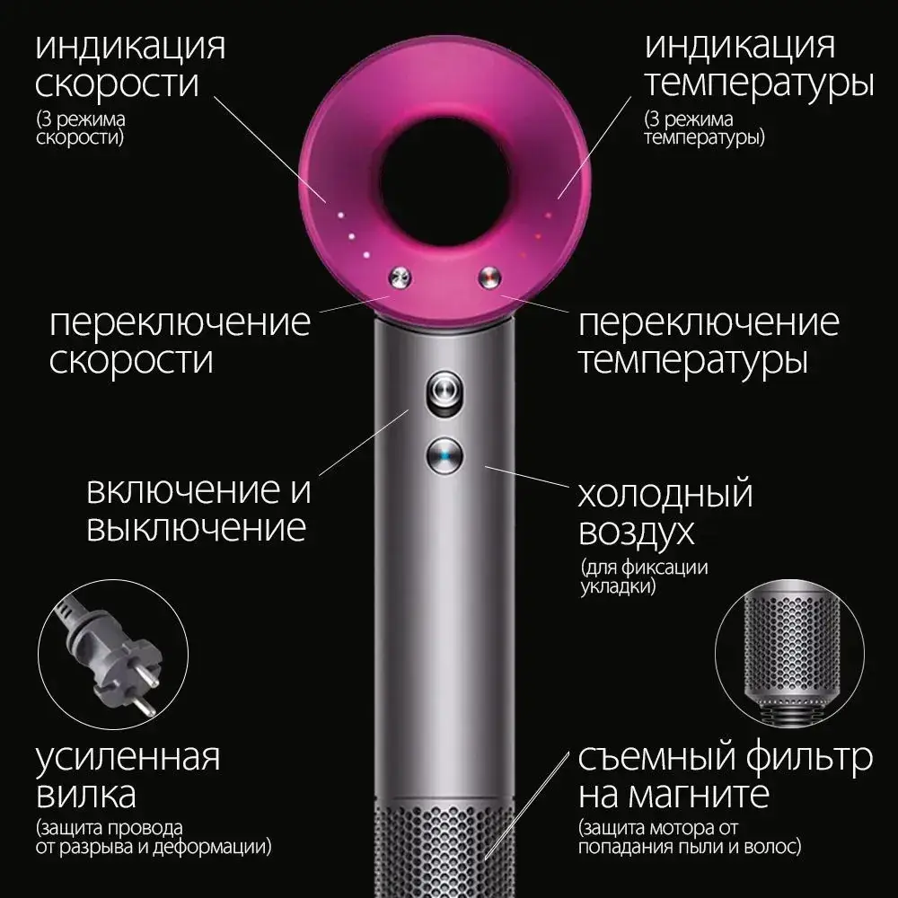 Silent High-Speed Hair Dryer Pink - Image 6
