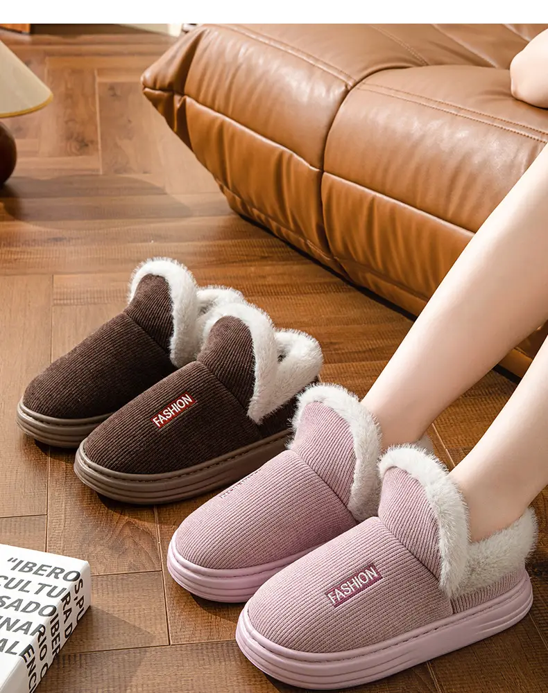 Winter Cotton Slippers Thickened Warm 2024 New Home Couple Indoor Non-slip Moon Shoes Bag with Cotton Shoes for Women — feature 17