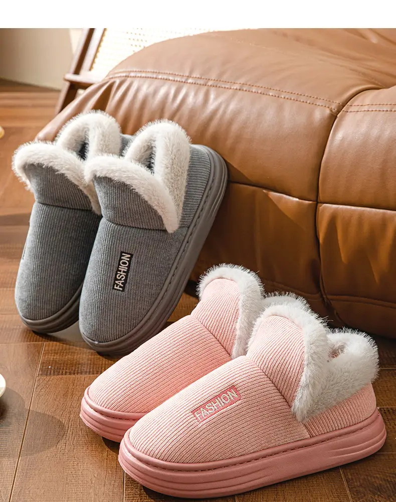 Winter Cotton Slippers Thickened Warm 2024 New Home Couple Indoor Non-slip Moon Shoes Bag with Cotton Shoes for Women — feature 4