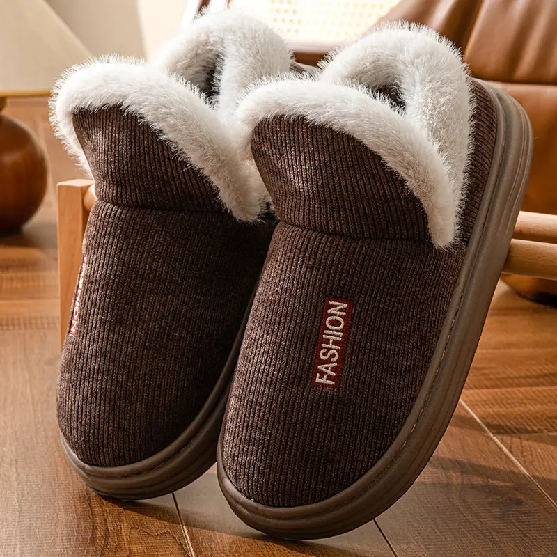 Winter Cotton Slippers Thickened Warm 2024 New Home Couple Indoor Non-slip Moon Shoes Bag with Cotton Shoes for Women - Image 2