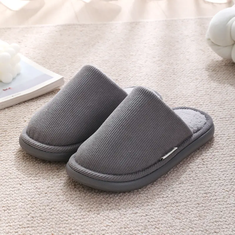2026 New Thick-Soled Cotton Slippers for Men, Autumn and Winter Latex Non-Slip Warm Fleece-Lined Indoor Home Cotton Slippers for Women - Image 8