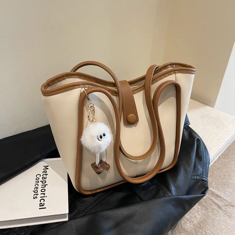Korean Style Shoulder Bag for Women, Cream Brown, Large Capacity - Image 2