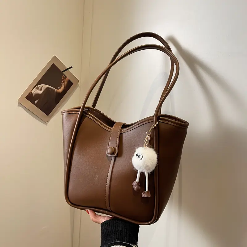 Korean Style Shoulder Bag for Women, Cream Brown, Large Capacity - Image 4
