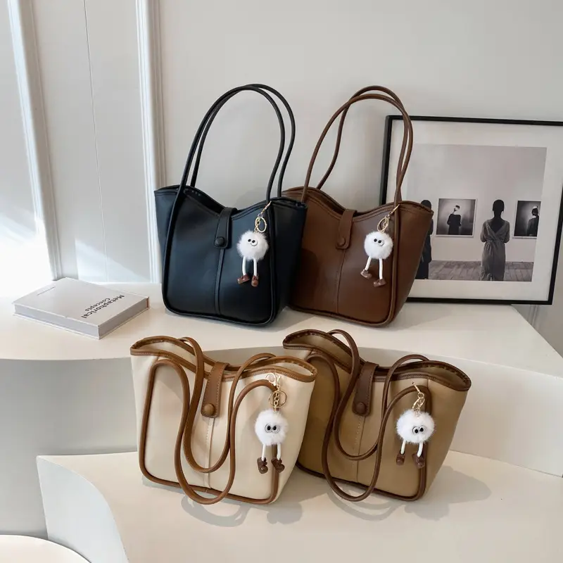 Korean Style Shoulder Bag for Women, Cream Brown, Large Capacity - Image 5