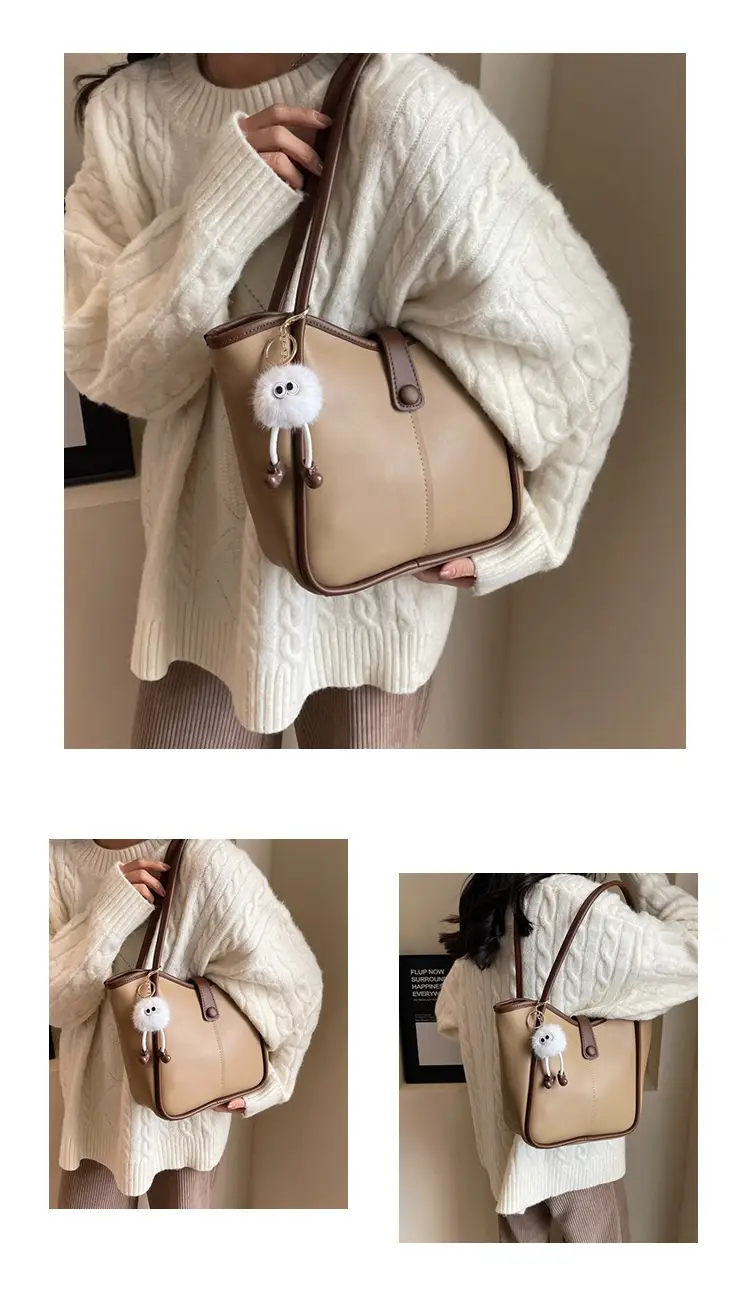 Korean Style Shoulder Bag for Women, Cream Brown, Large Capacity β feature 11