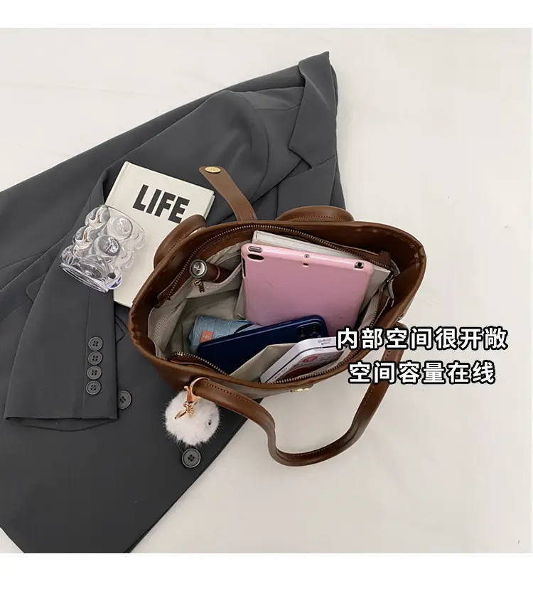 Korean Style Shoulder Bag for Women, Cream Brown, Large Capacity β feature 8