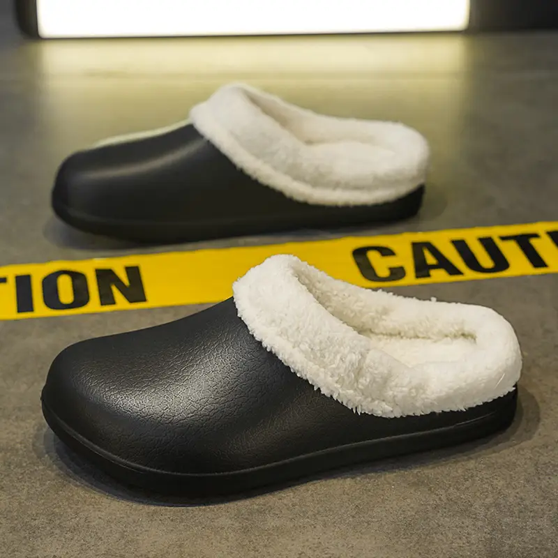 Cross-border plus size fleece-lined Warm Cotton Slippers Winter Women's Cotton Slippers Couple Home Non-slip Wool Slippers Waterproof Cotton Shoes