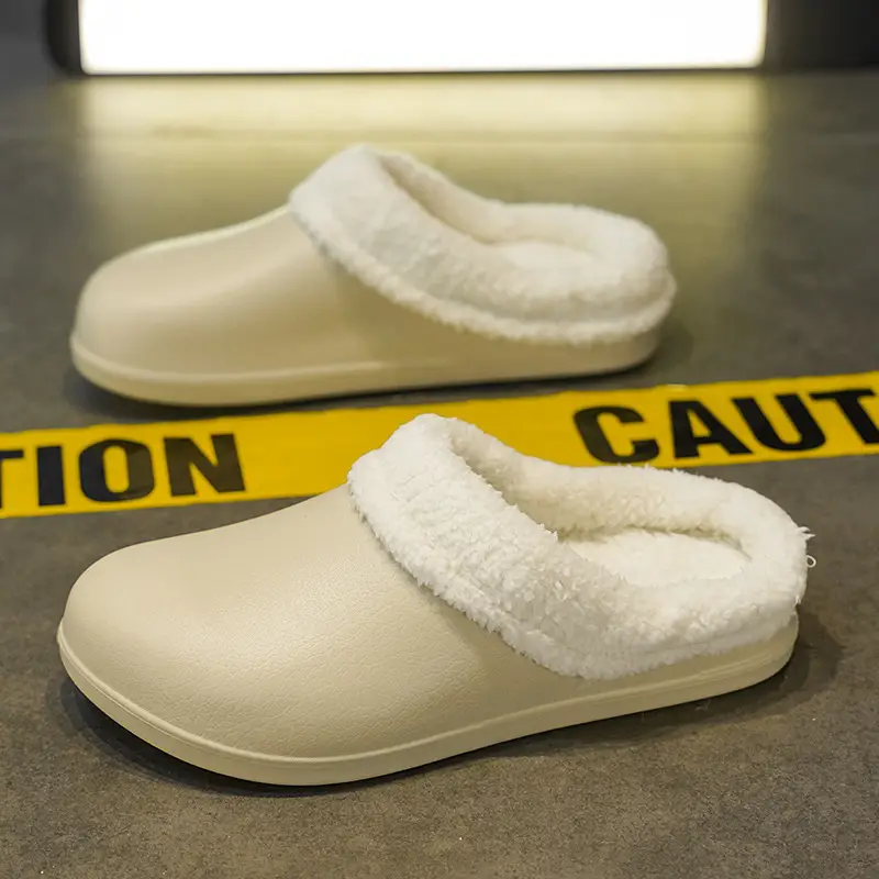 Cross-border plus size fleece-lined Warm Cotton Slippers Winter Women's Cotton Slippers Couple Home Non-slip Wool Slippers Waterproof Cotton Shoes