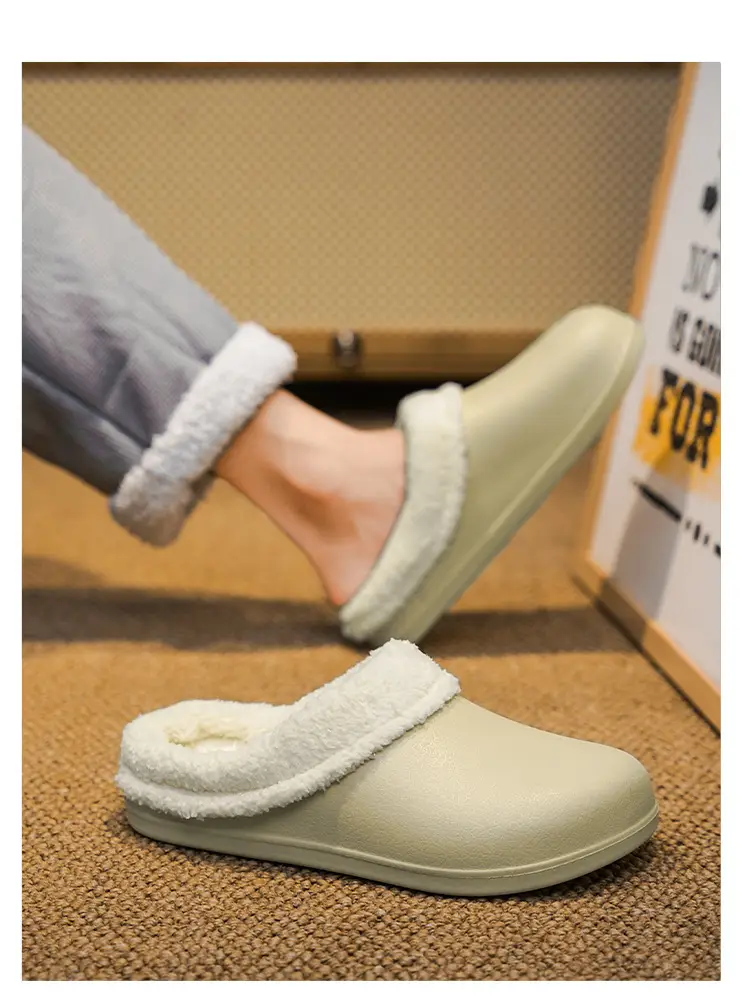 Cross-border plus size fleece-lined Warm Cotton Slippers Winter Women's Cotton Slippers Couple Home Non-slip Wool Slippers Waterproof Cotton Shoes — feature 13