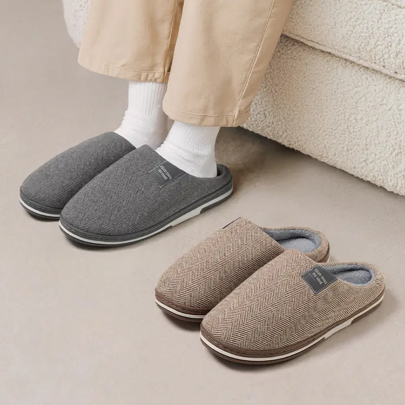 Warm Extra-Large Cotton Slippers for Men's Home Indoor Floor Plush Slippers Home Non-Slip Soft Bottom Maternity Confinement Shoes - Image 10