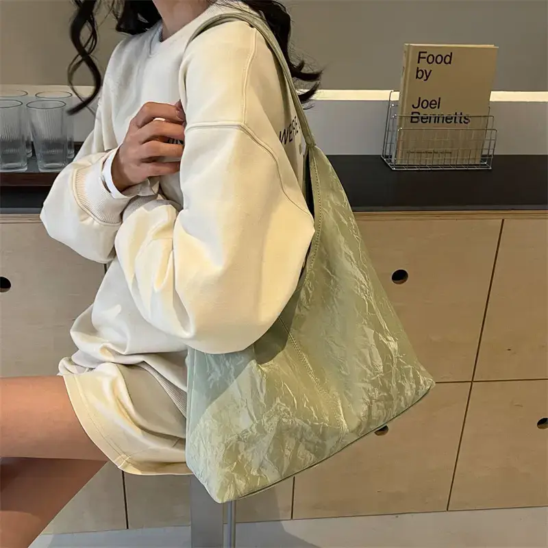 White Korean Style Large Capacity Shoulder Bag for Women - Image 7