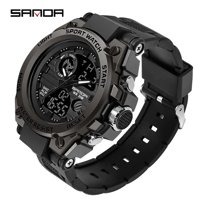 Sanda Tactical Green Dual Display Sports Watch