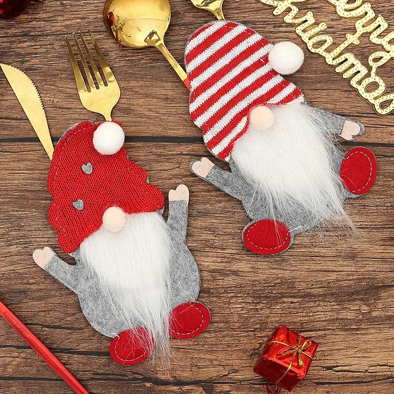 Cross-Country Christmas Gnome Doll Knife Fork Set