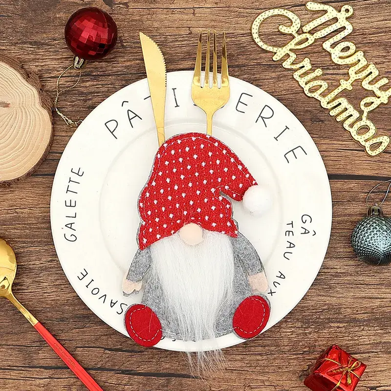 Cross-Country Christmas Gnome Doll Knife Fork Set