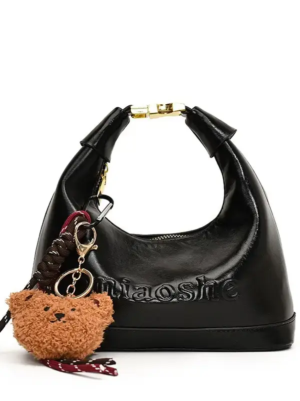 Women's Brown Croc Leather Shoulder Crossbody Bag with Keys - Image 9