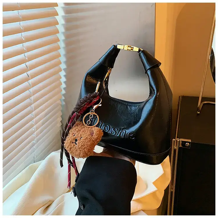 Women's Brown Croc Leather Shoulder Crossbody Bag with Keys — feature 27