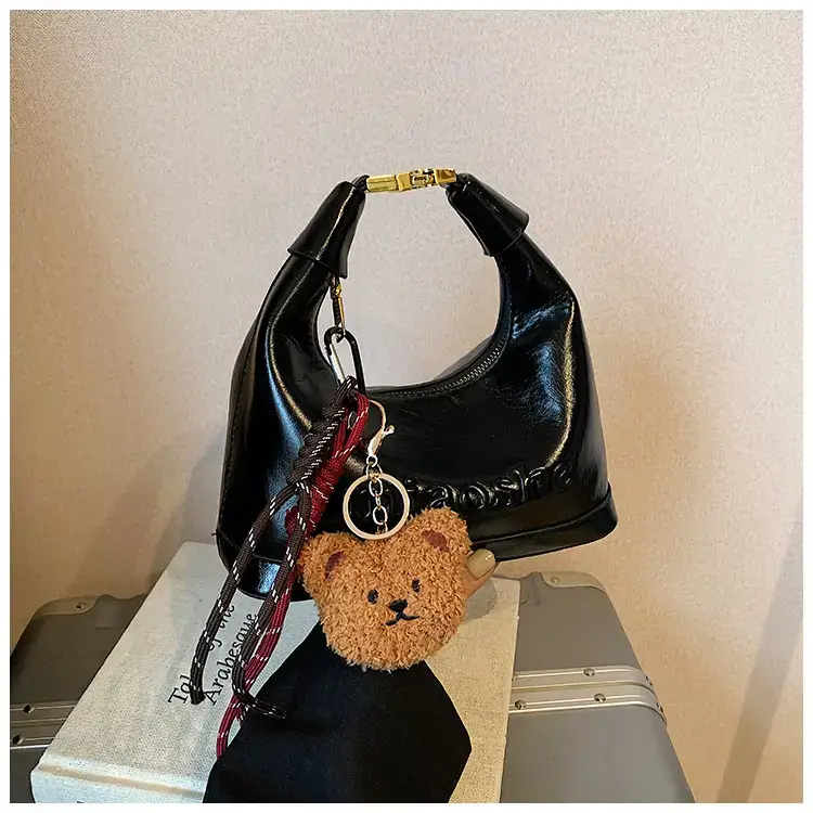 Women's Brown Croc Leather Shoulder Crossbody Bag with Keys — feature 28
