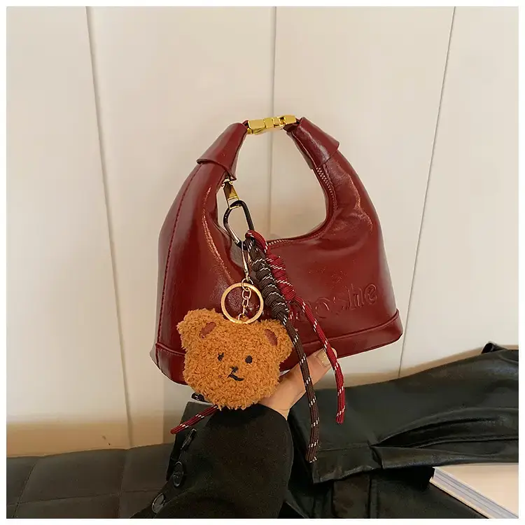 Women's Brown Croc Leather Shoulder Crossbody Bag with Keys — feature 37