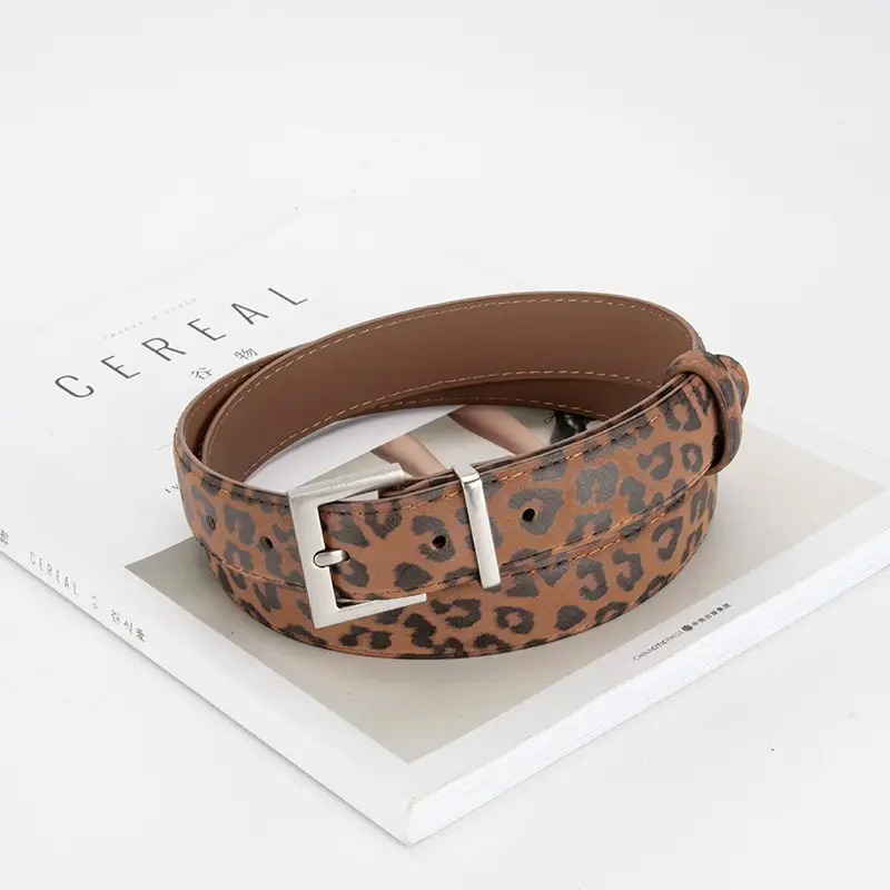 Leopard Leather Belt for Women Slim Fit All Match - Image 3