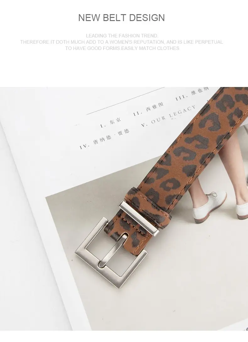 Leopard Leather Belt for Women Slim Fit All Match — feature 12