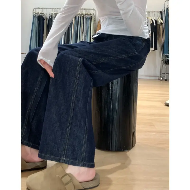 Dark Blue Wide Leg Jeans Women Autumn New Chubby High Waist — feature 3