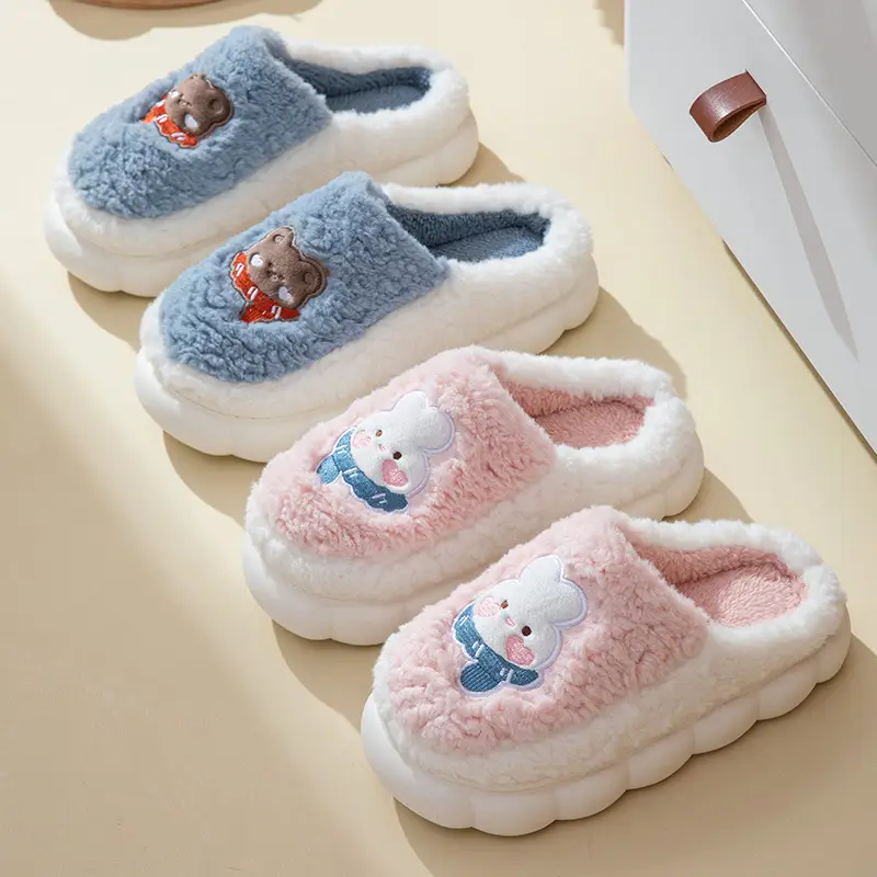 Cotton Slippers Men's Home Winter 2024 Warm Women's Dung-feeling Plush Household Cotton Slippers New Indoor Non-slip - Image 6