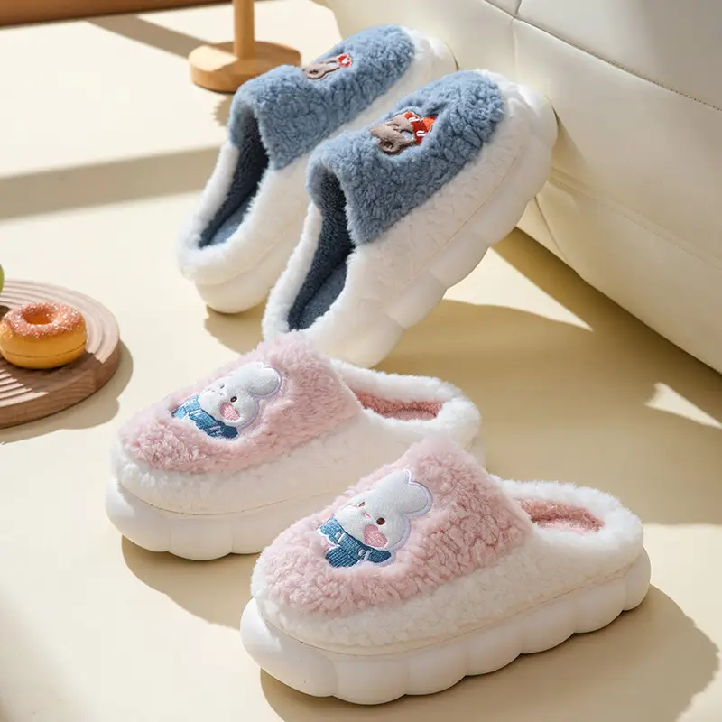 Cotton Slippers Men's Home Winter 2024 Warm Women's Dung-feeling Plush Household Cotton Slippers New Indoor Non-slip - Image 7
