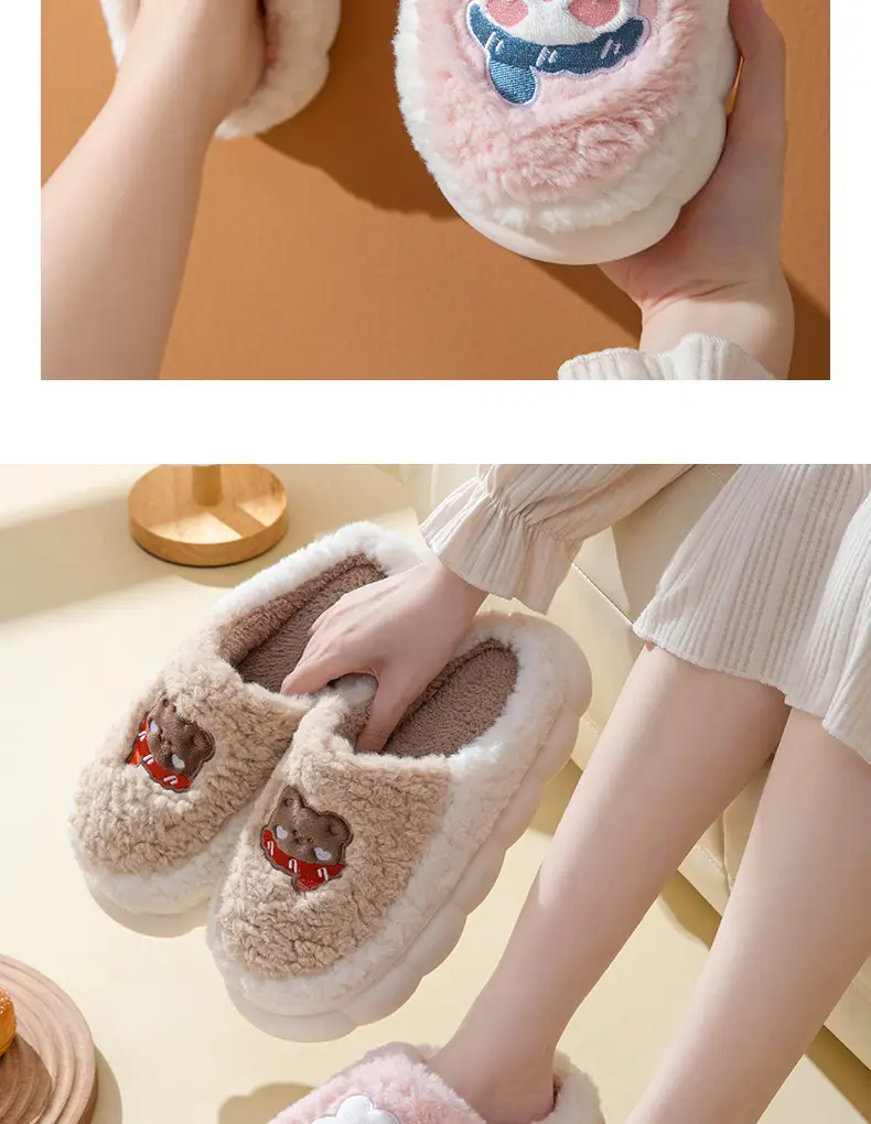 Cotton Slippers Men's Home Winter 2024 Warm Women's Dung-feeling Plush Household Cotton Slippers New Indoor Non-slip — feature 13