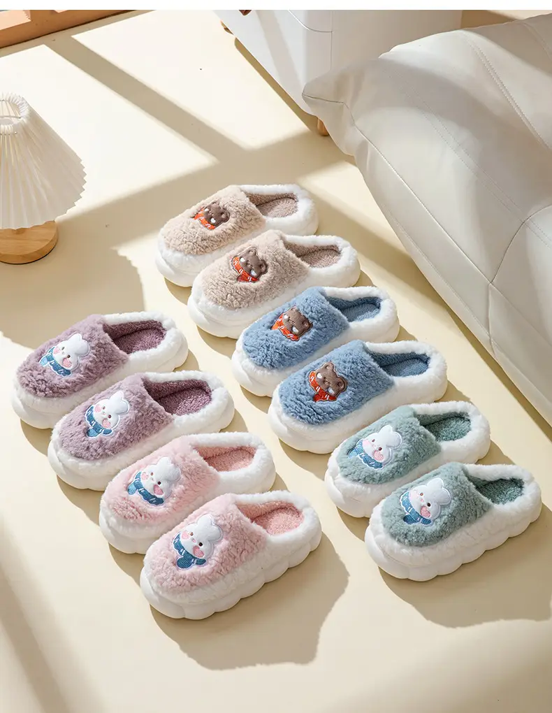 Cotton Slippers Men's Home Winter 2024 Warm Women's Dung-feeling Plush Household Cotton Slippers New Indoor Non-slip — feature 4
