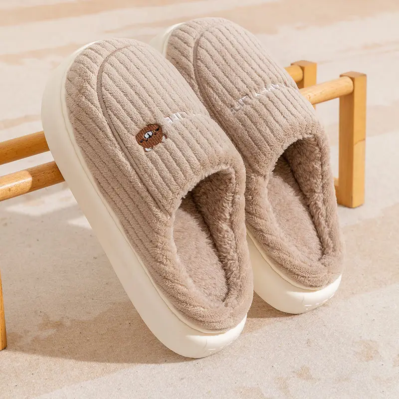 Cotton Slippers for Women 2025 New Style Indoor and Outdoor Plush Warm Thick-Soled Non-Slip Cotton Shoes for Men Floor Support Wholesale